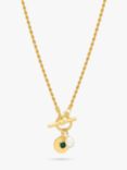 Estella Bartlett Green Onyx & Pearl Rope T-Bar Necklace, Gold