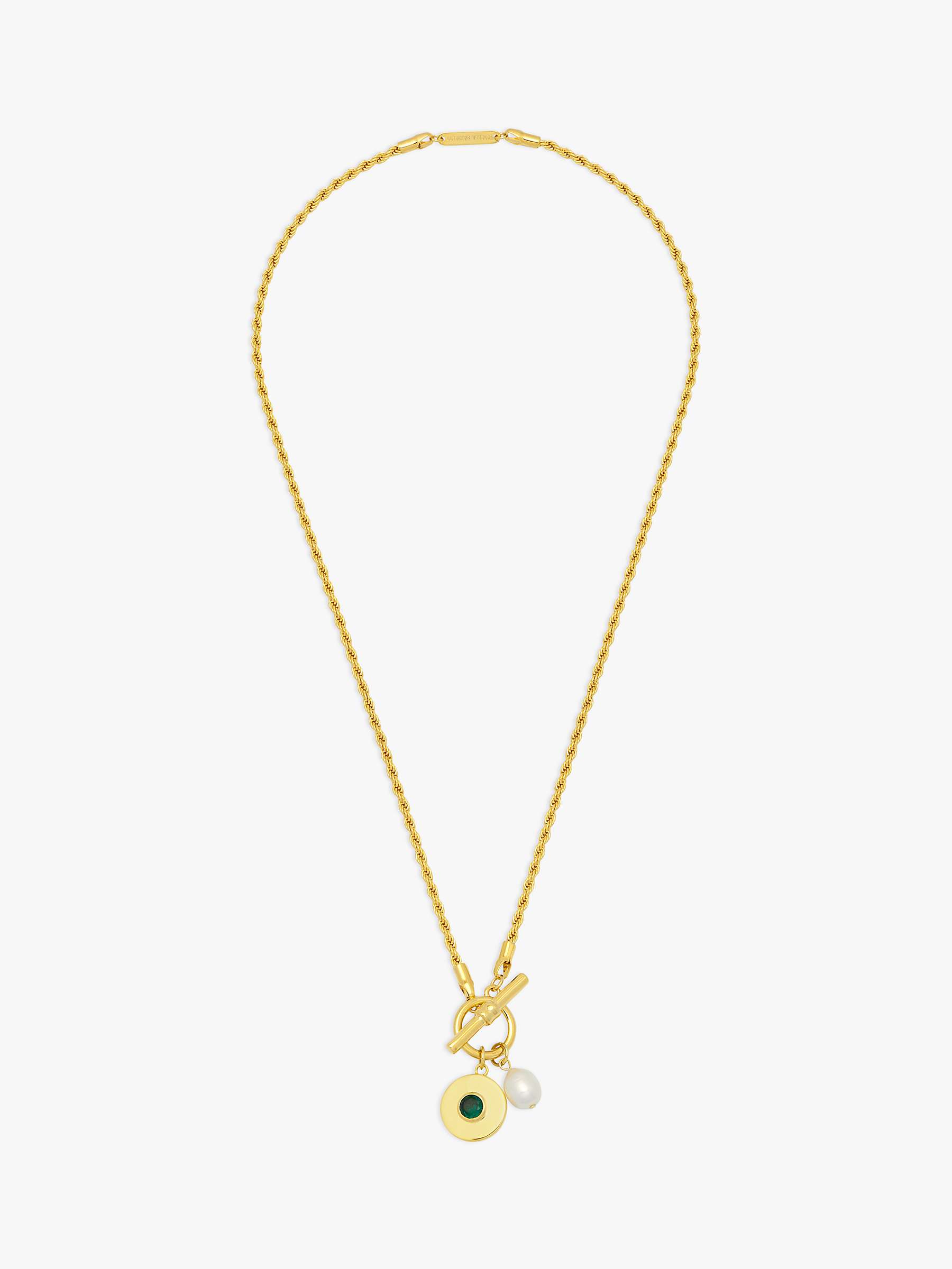Buy Estella Bartlett Green Onyx & Pearl Rope T-Bar Necklace, Gold Online at johnlewis.com