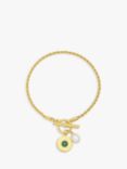 Estella Bartlett Green Onyx & Pearl Rope T-Bar Bracelet, Gold