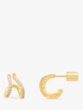Estella Bartlett Double Wave Huggie Earrings, Gold