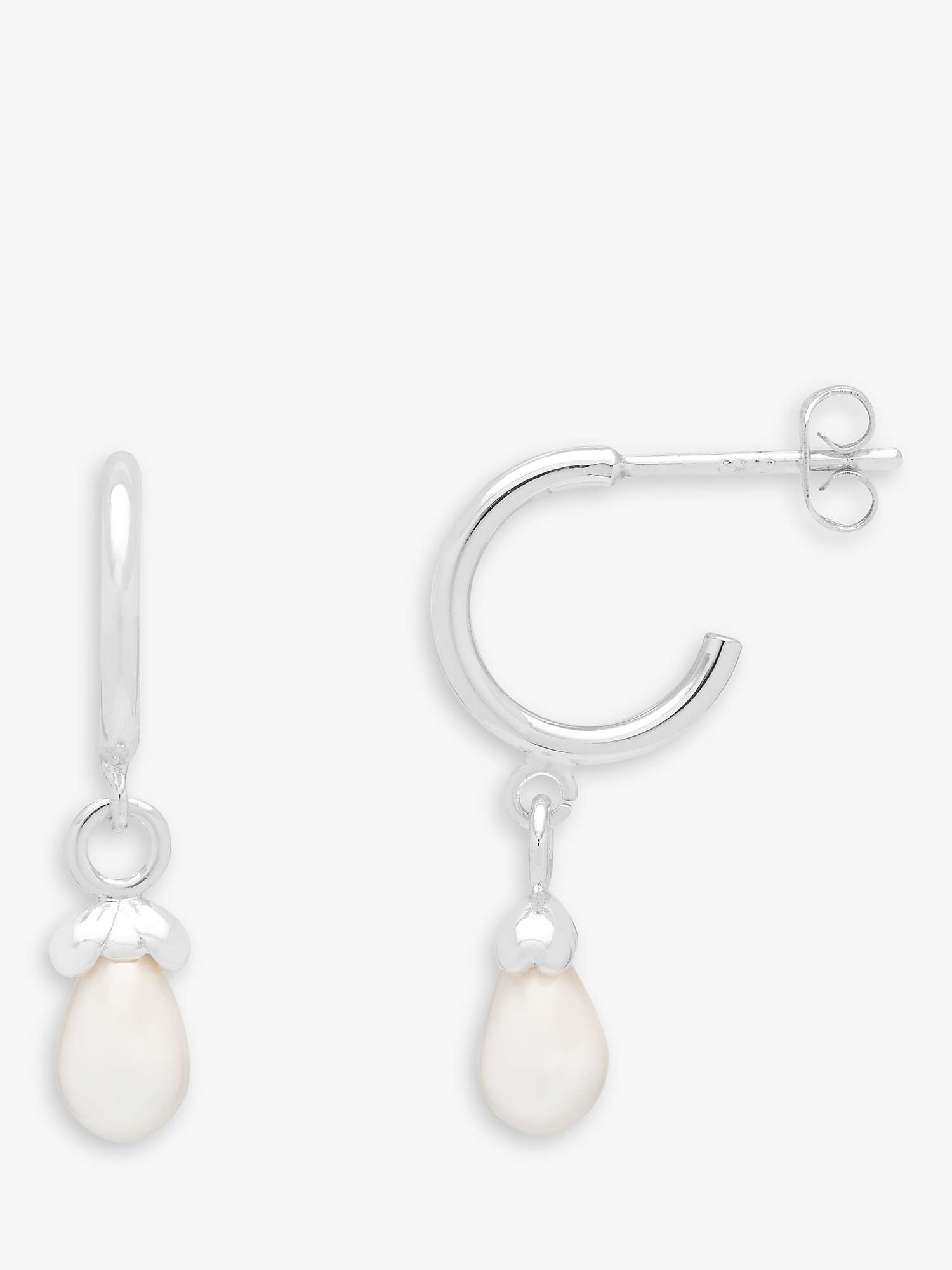 Buy Estella Bartlett 'Wonderful Mum' Pearl Drop Hoop Earrings, Silver Online at johnlewis.com