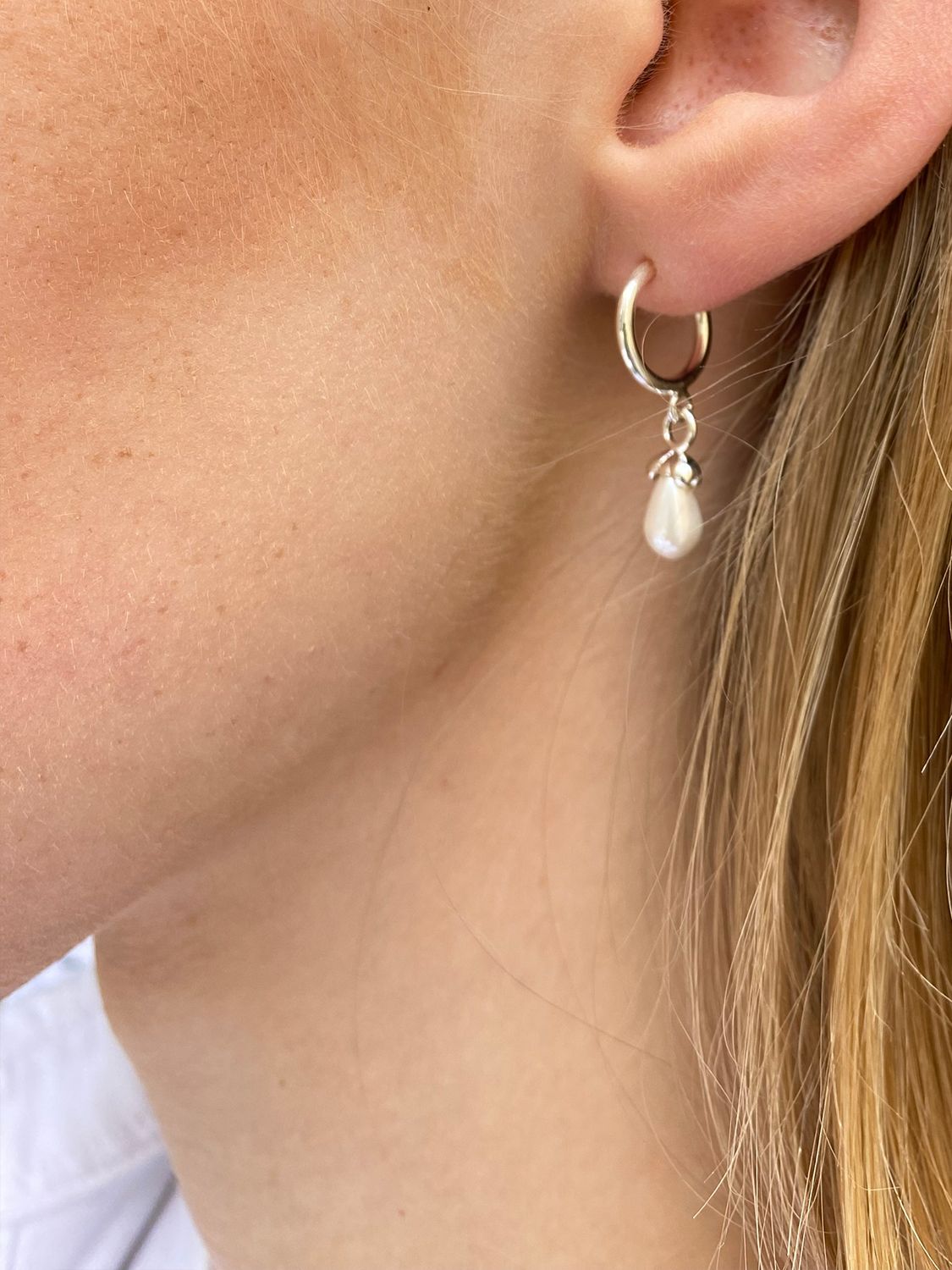 Buy Estella Bartlett 'Wonderful Mum' Pearl Drop Hoop Earrings, Silver Online at johnlewis.com