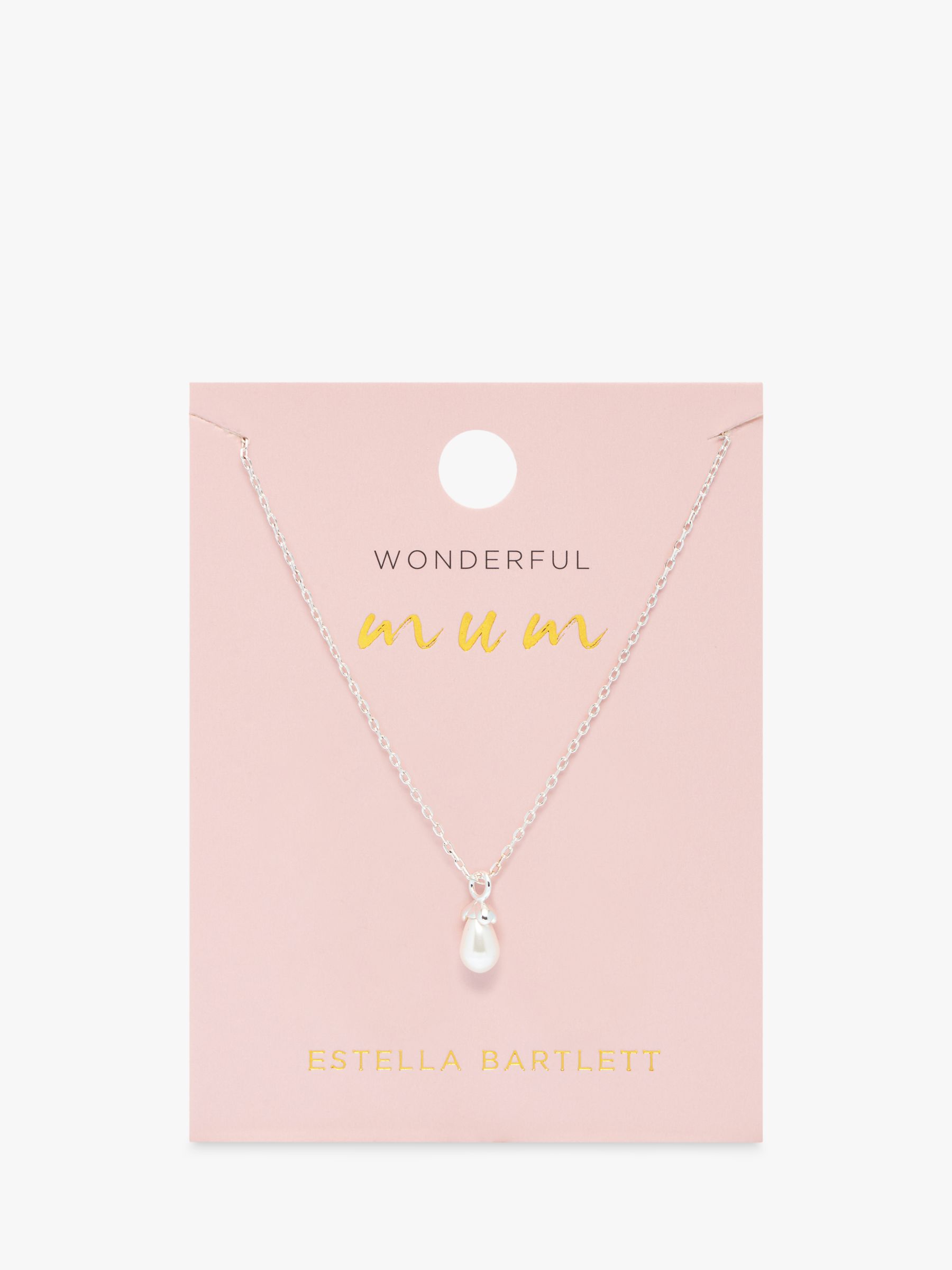 Estella Bartlett Wonderful Mum Pearl Pendant Necklace, Silver at John ...