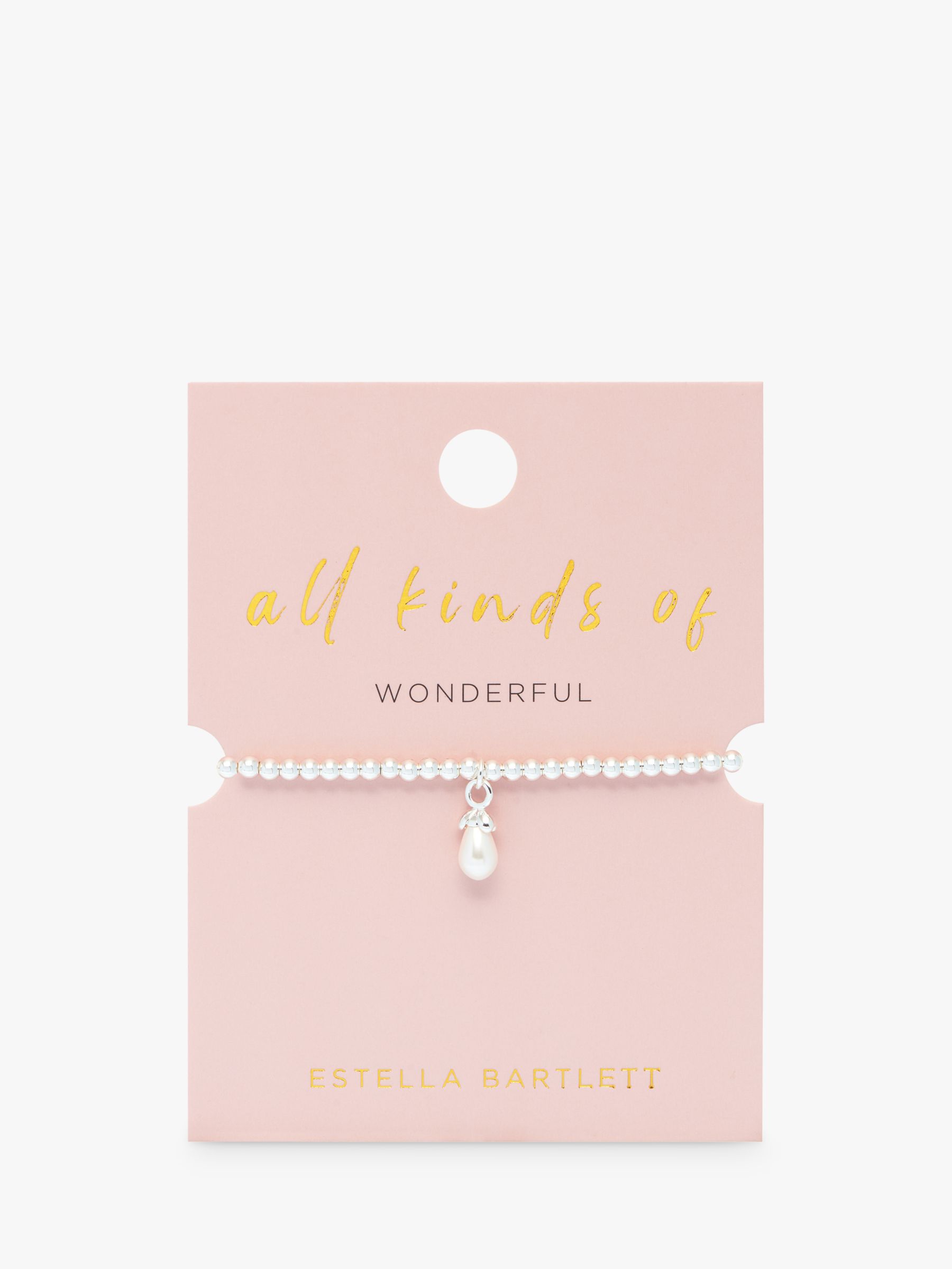 Buy Estella Bartlett Wonderful Mum Pearl Charm Beaded Bracelet, Silver Online at johnlewis.com