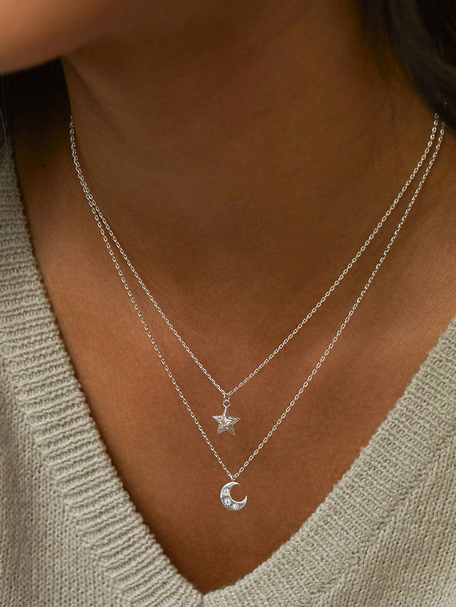 Estella Bartlett Cubic Zirconia Star Pendant Necklace, Silver