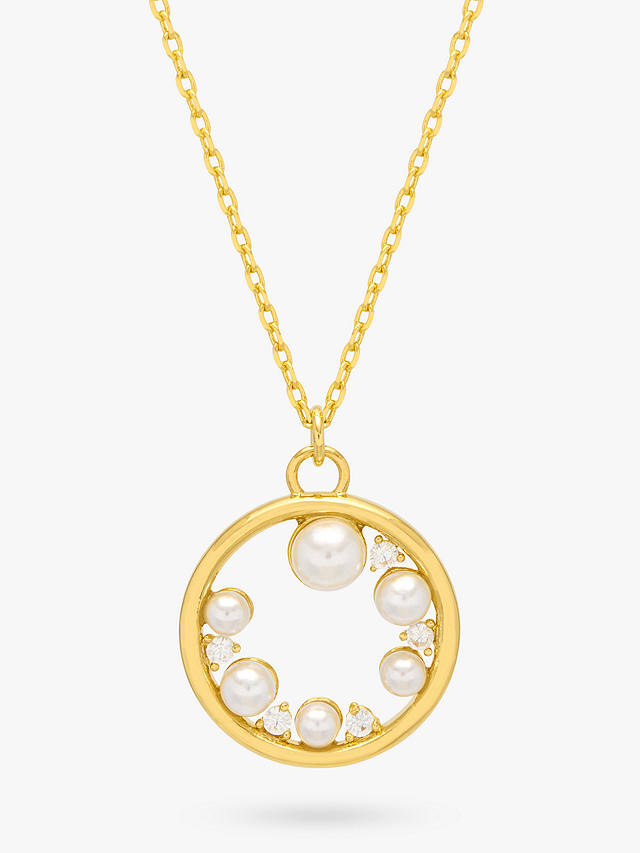 Estella Bartlett Pearl & Cubic Zirconia Circle Pendant Necklace, Gold