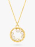 Estella Bartlett Pearl & Cubic Zirconia Circle Pendant Necklace