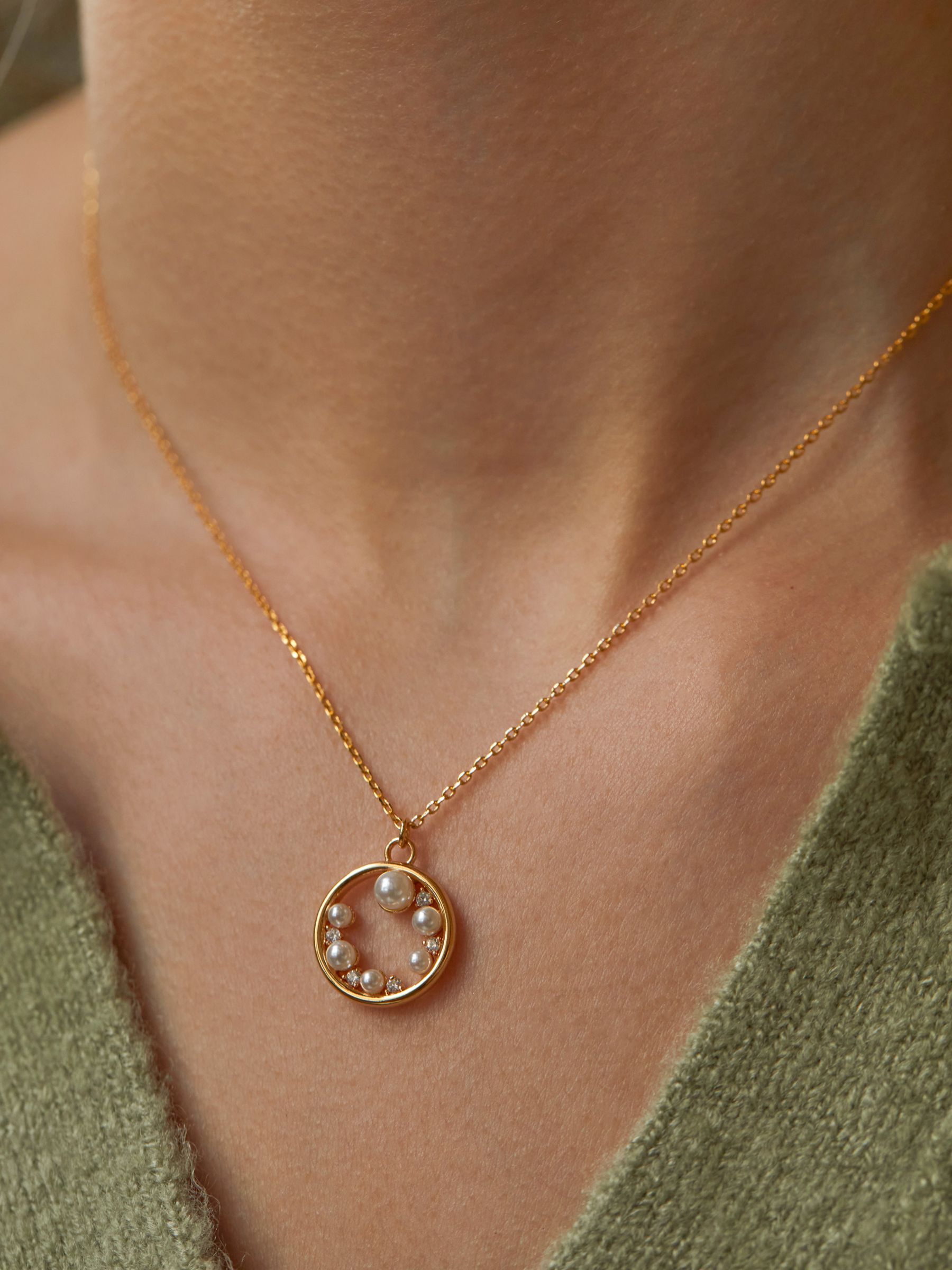 Buy Estella Bartlett Pearl & Cubic Zirconia Circle Pendant Necklace Online at johnlewis.com