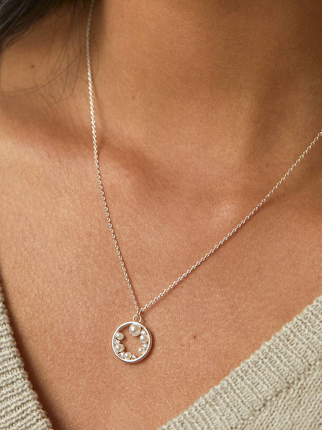 Estella Bartlett Pearl & Cubic Zirconia Circle Pendant Necklace, Silver