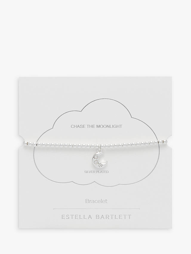 Estella Bartlett Sienna Moon Charm Stretch Bracelet, Silver