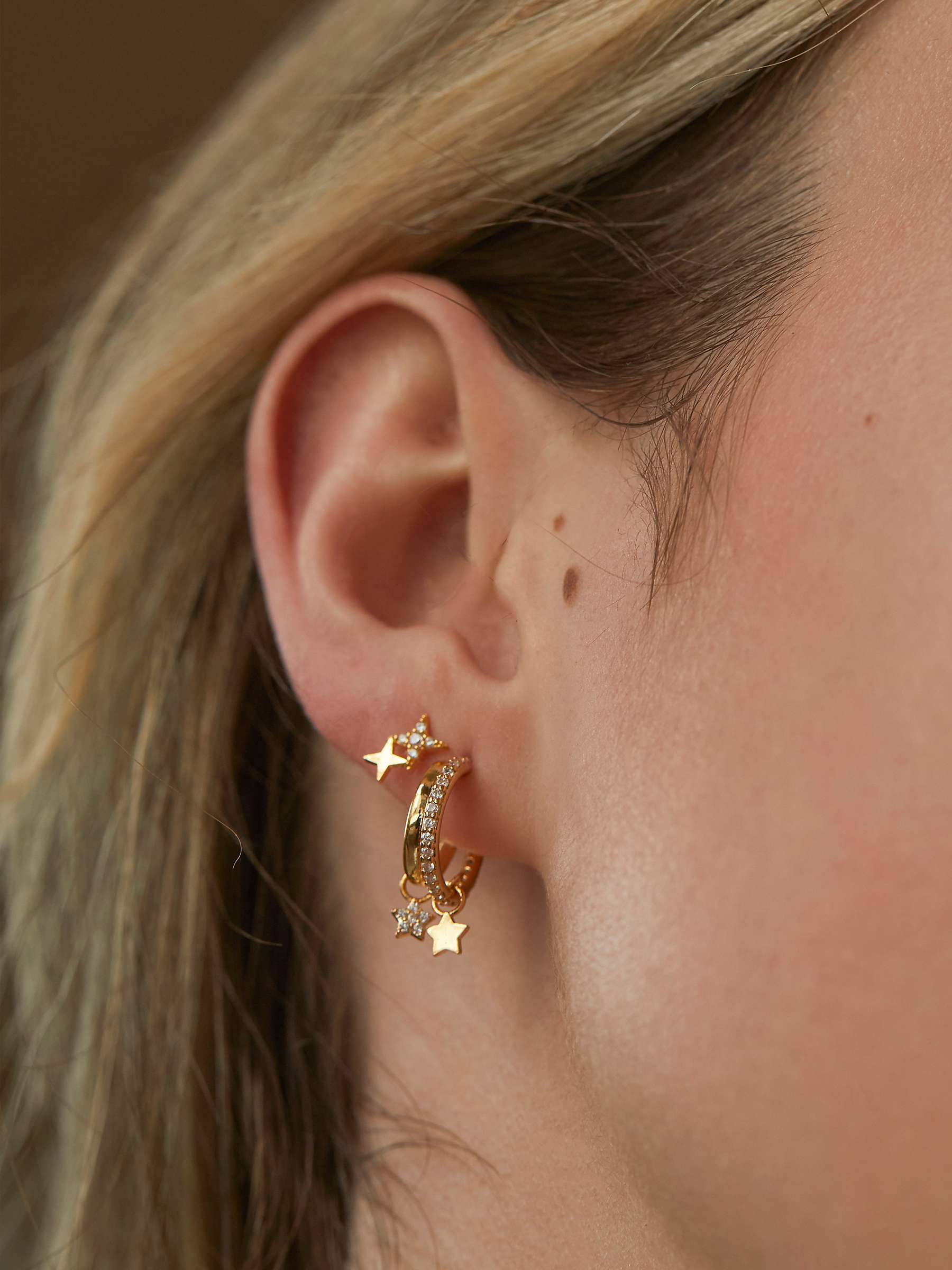 Buy Estella Bartlett Duo Star Cubic Zirconia Stud Earrings, Gold Online at johnlewis.com