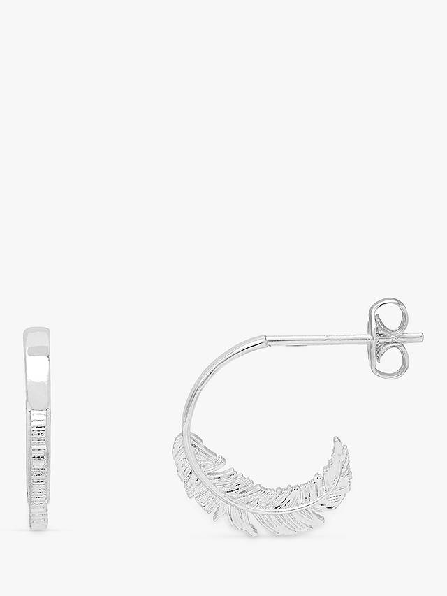 Estella Bartlett Feather Hoop Earrings, Silver at John Lewis & Partners