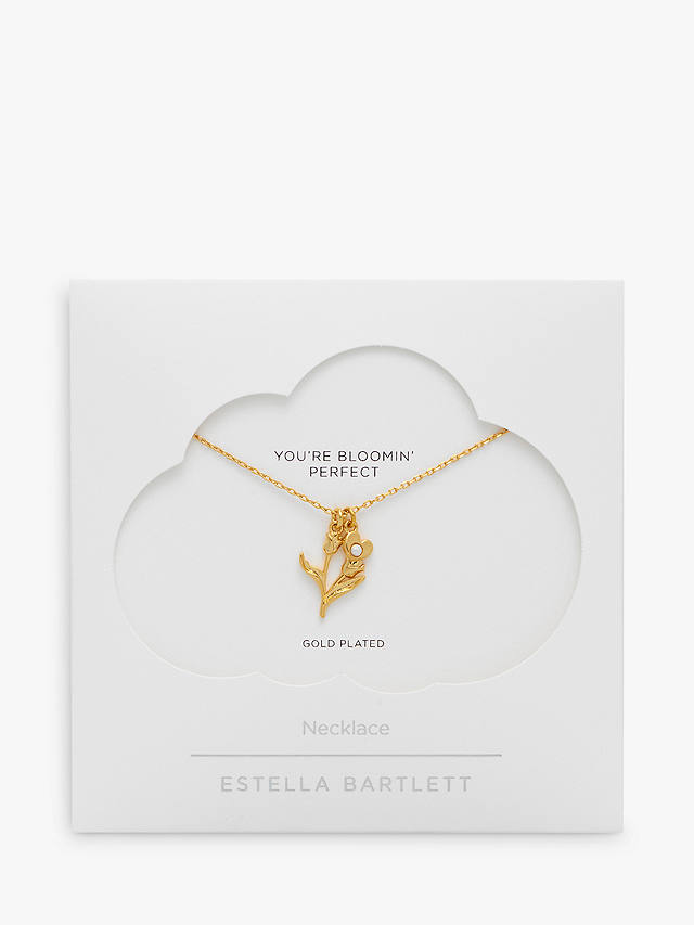 Estella Bartlett Tulip & Heart Pearl Pendant Necklace, Gold