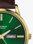 Sekonda 30151 Men's Jackson Day Date Leather Strap Watch, Brown/Green
