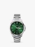 Sekonda 30152 Men's Jones Date Sunray Dial Bracelet Strap Watch, Silver/Green