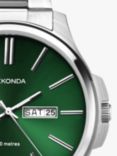 Sekonda 30152 Men's Jones Date Sunray Dial Bracelet Strap Watch, Silver/Green