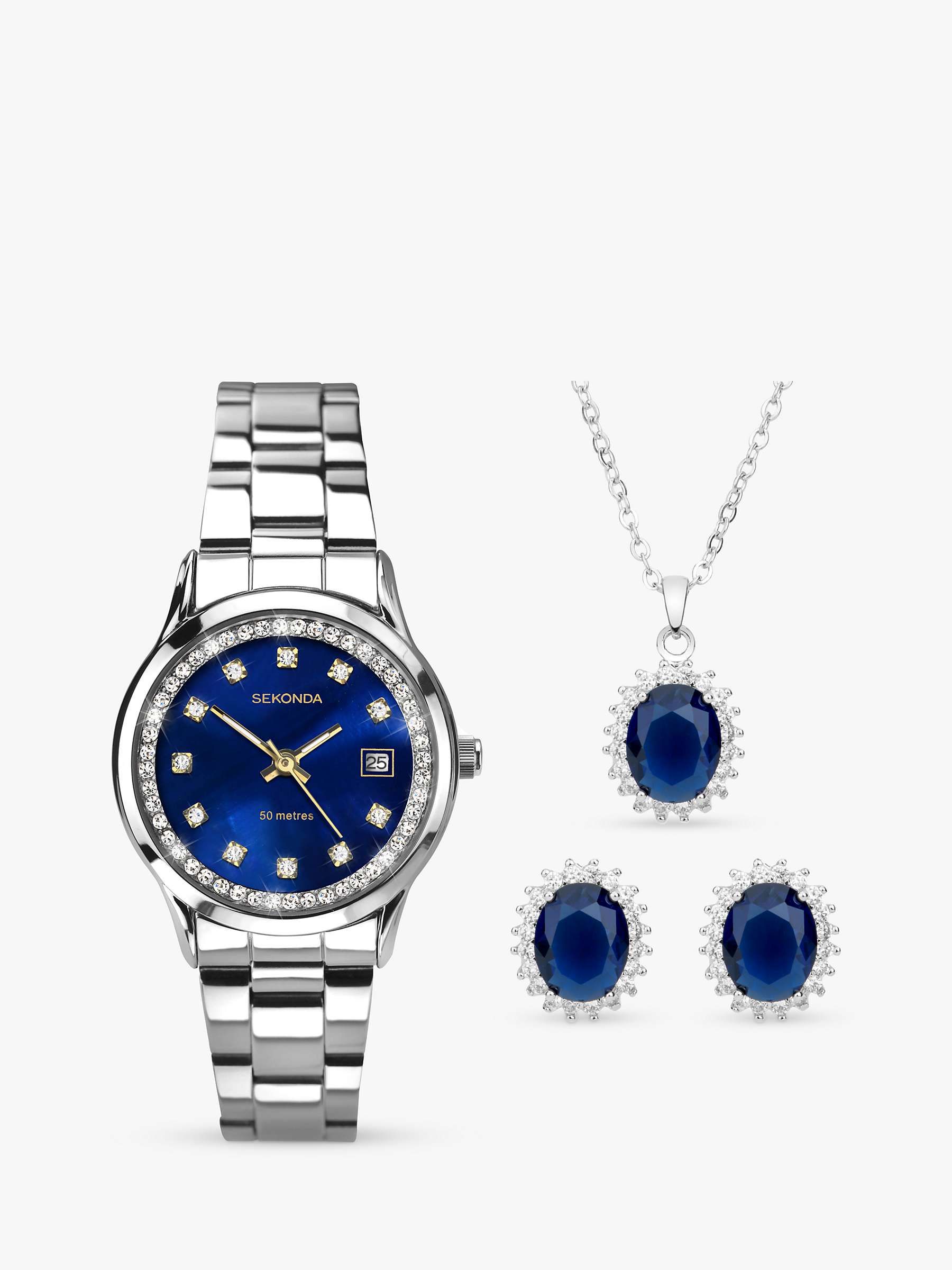 Buy Sekonda Women's Catherine Crystal Bracelet Strap Watch, Pendant Necklace & Stud Earring Jewellery Set Online at johnlewis.com