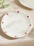 John Lewis Flora Love Heart Fine China Side Plate, 20cm, Red/White