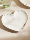 John Lewis Flora Heart Shaped Fine China Plate, 16cm, White