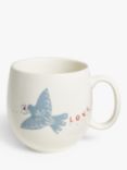 John Lewis Love Bird Fine China Mug, 500ml, Blue/White
