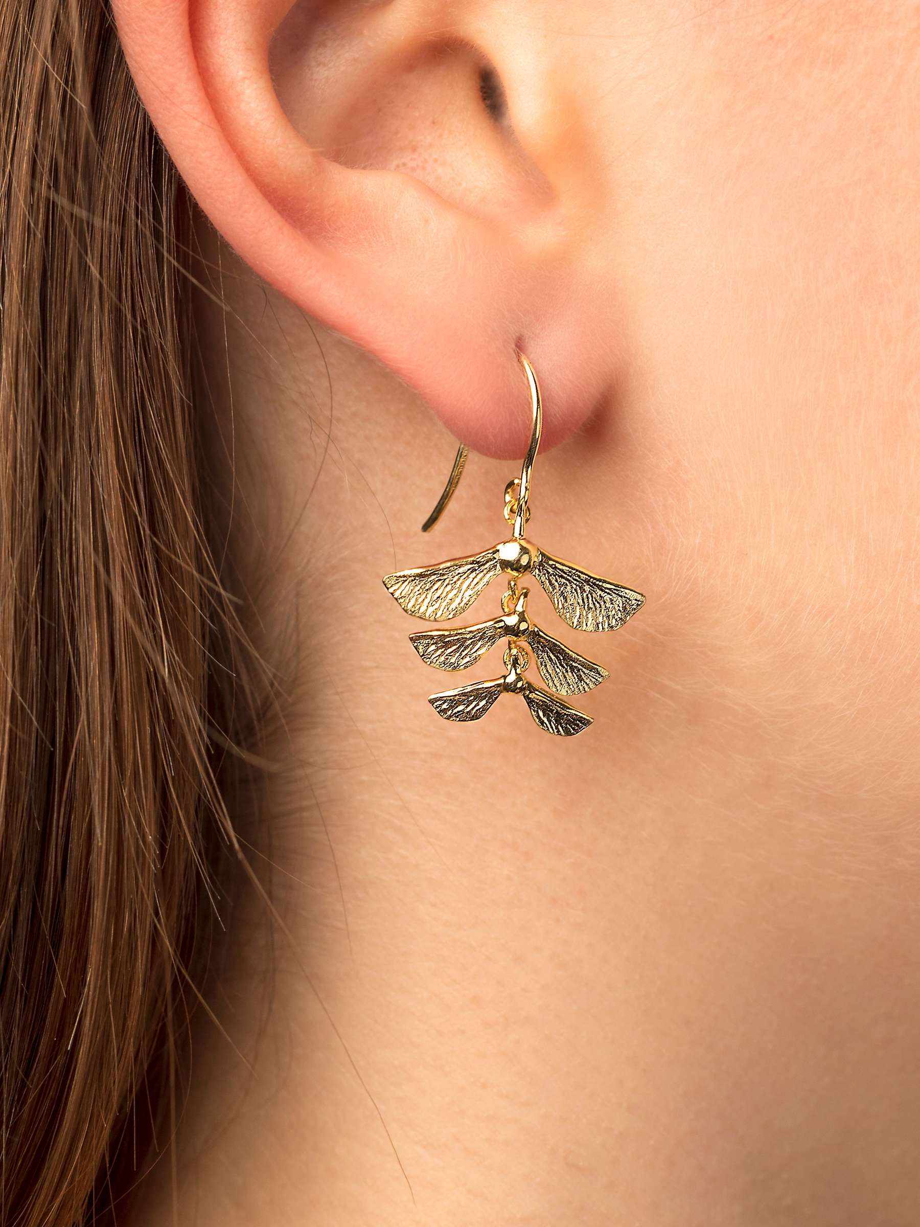 Buy London Road 9ct Yellow Gold Sycamore Seed Drop Earrings, Gold Online at johnlewis.com