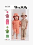 Simplicity Toddlers' Tops, Shorts Pants and Hat Sewing Pattern, S9798