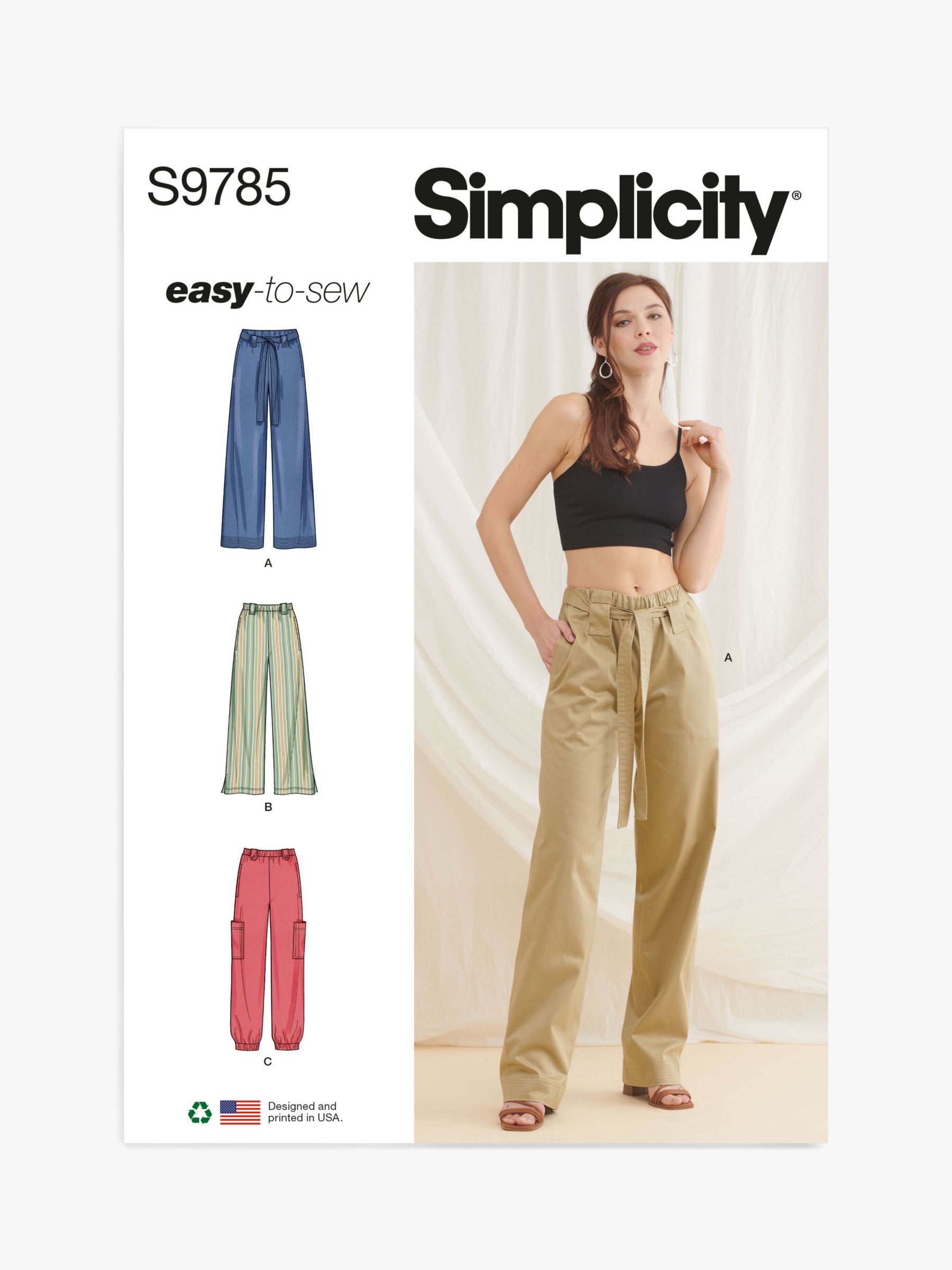 Simplicity Misses' Pull-On Pants Sewing Pattern, S9785