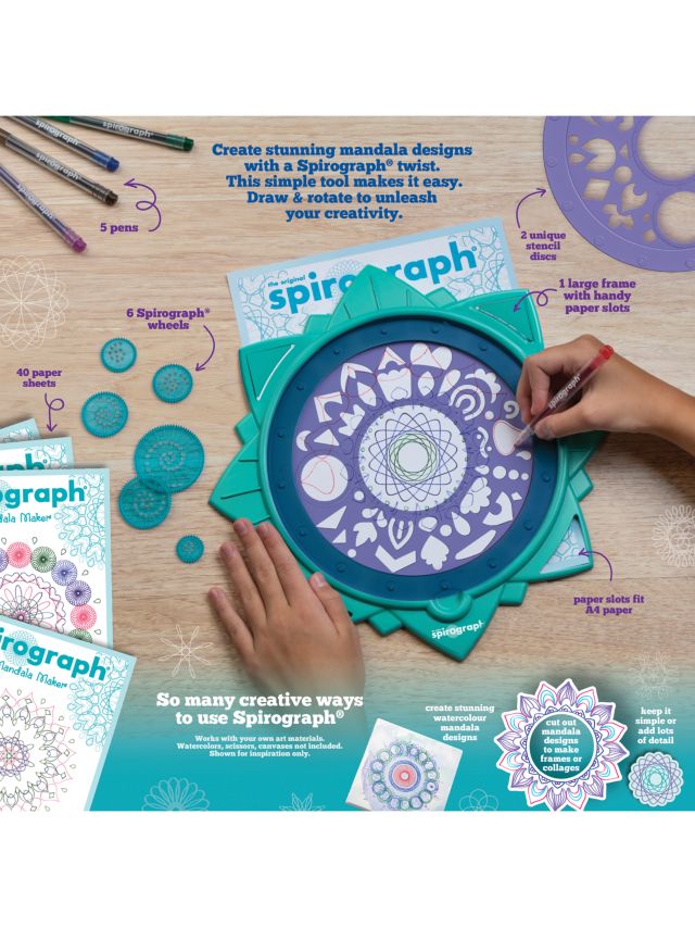 The perfect intro to Spirograph!, spirograph, marker pen, tablet computer