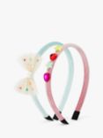 Stych Kids' Tulle Bow & Gem Alice Bands, Pack of 2, Pink/Multi