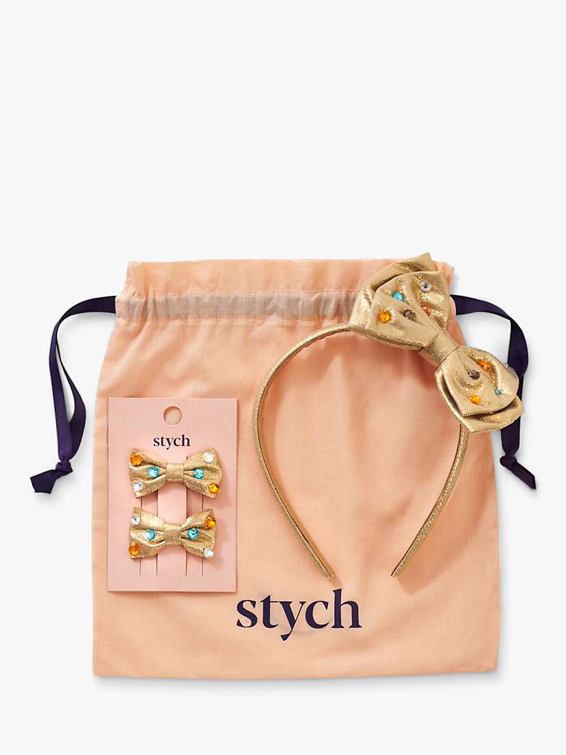 Buy Stych Kids' Gem Bow Hair Band Set, Gold Online at johnlewis.com