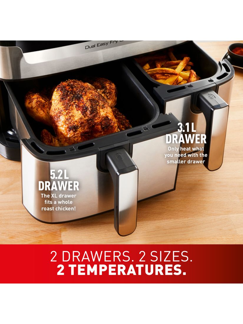 Tefal EY905D40 Easy Fry Dual Zone Air Fryer  Grill, 8.3L, Stainless Steel