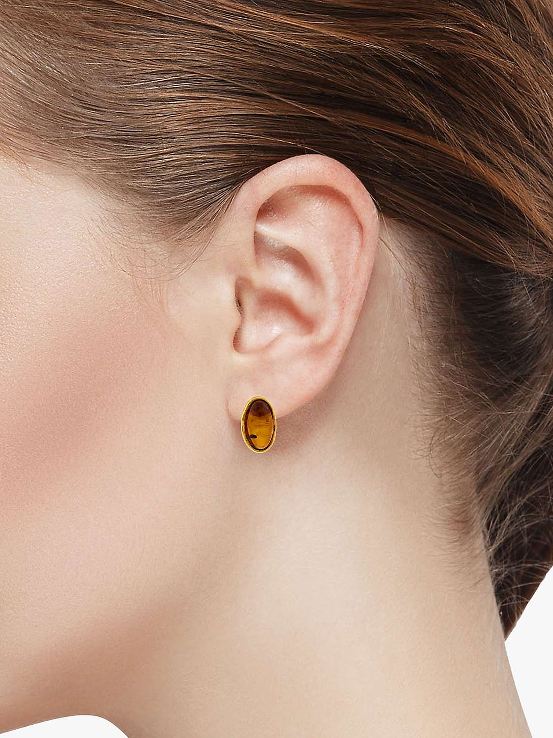Buy Be-Jewelled Oval Amber Stud Earrings, Gold/Cognac Online at johnlewis.com