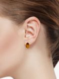 Be-Jewelled Oval Amber Stud Earrings, Gold/Cognac