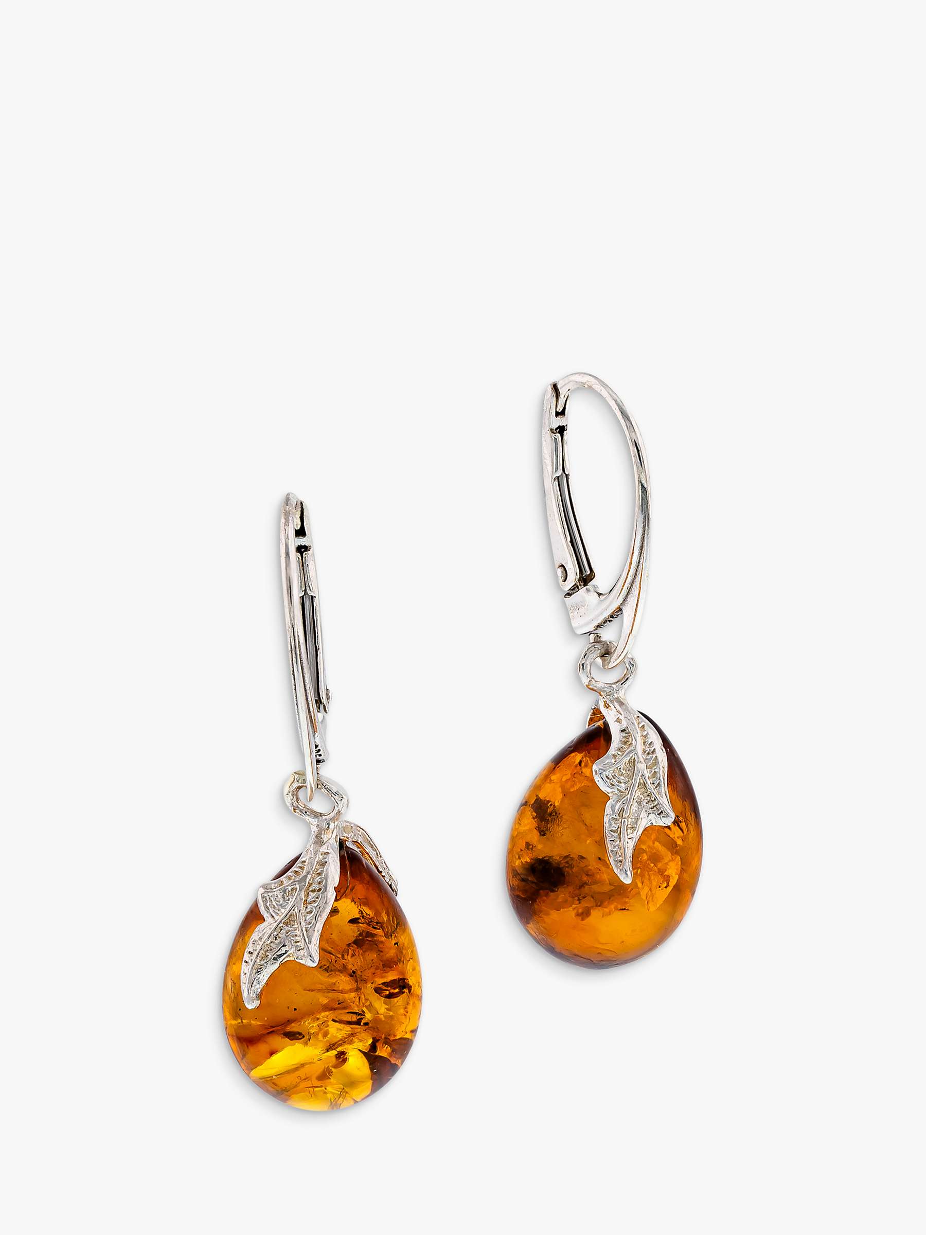 Buy Be-Jewelled Pear Shape Baltic Cognac Amber Drop Earrings, Cognac/Silver Online at johnlewis.com