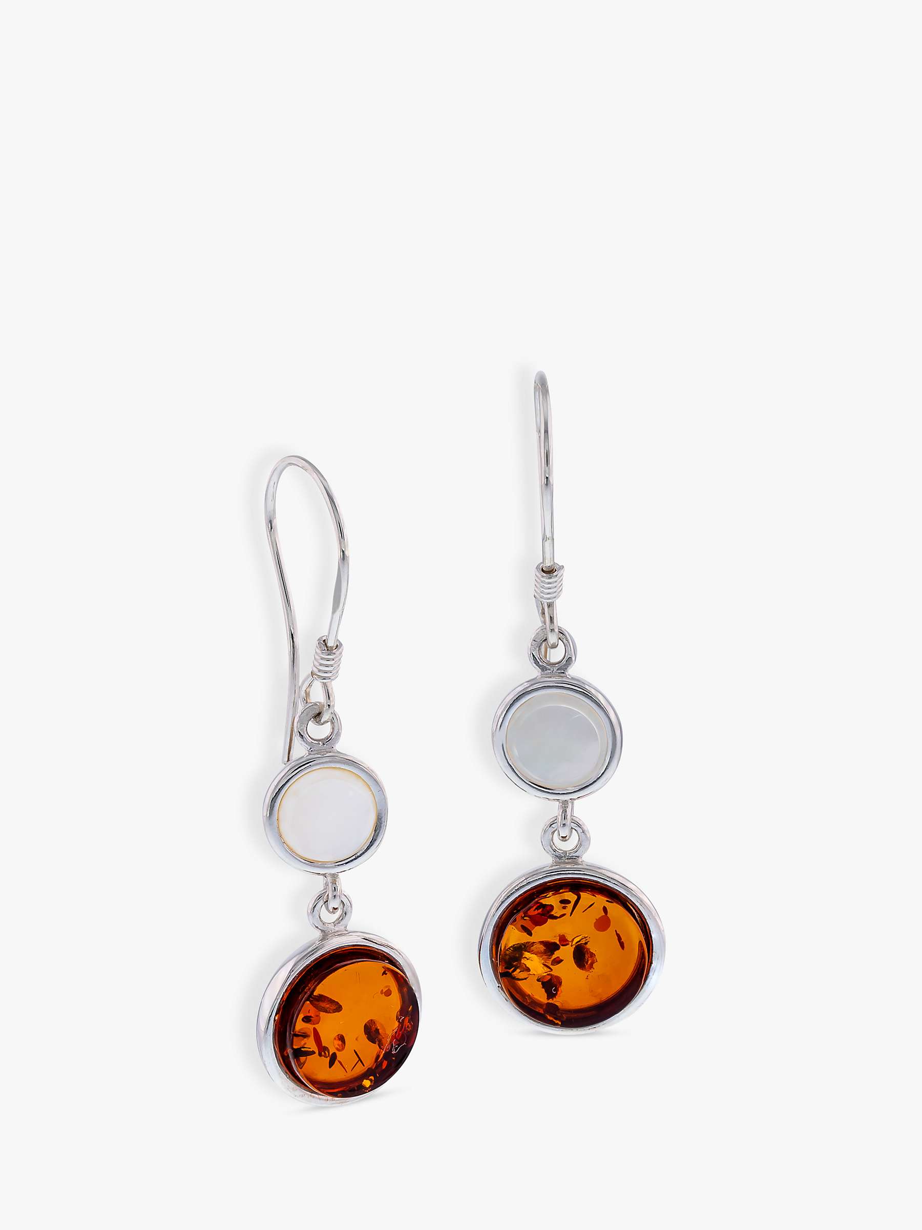 Buy Be-Jewelled Round Mother of Pearl and Amber Drop Earrings, Silver/Cognac Online at johnlewis.com