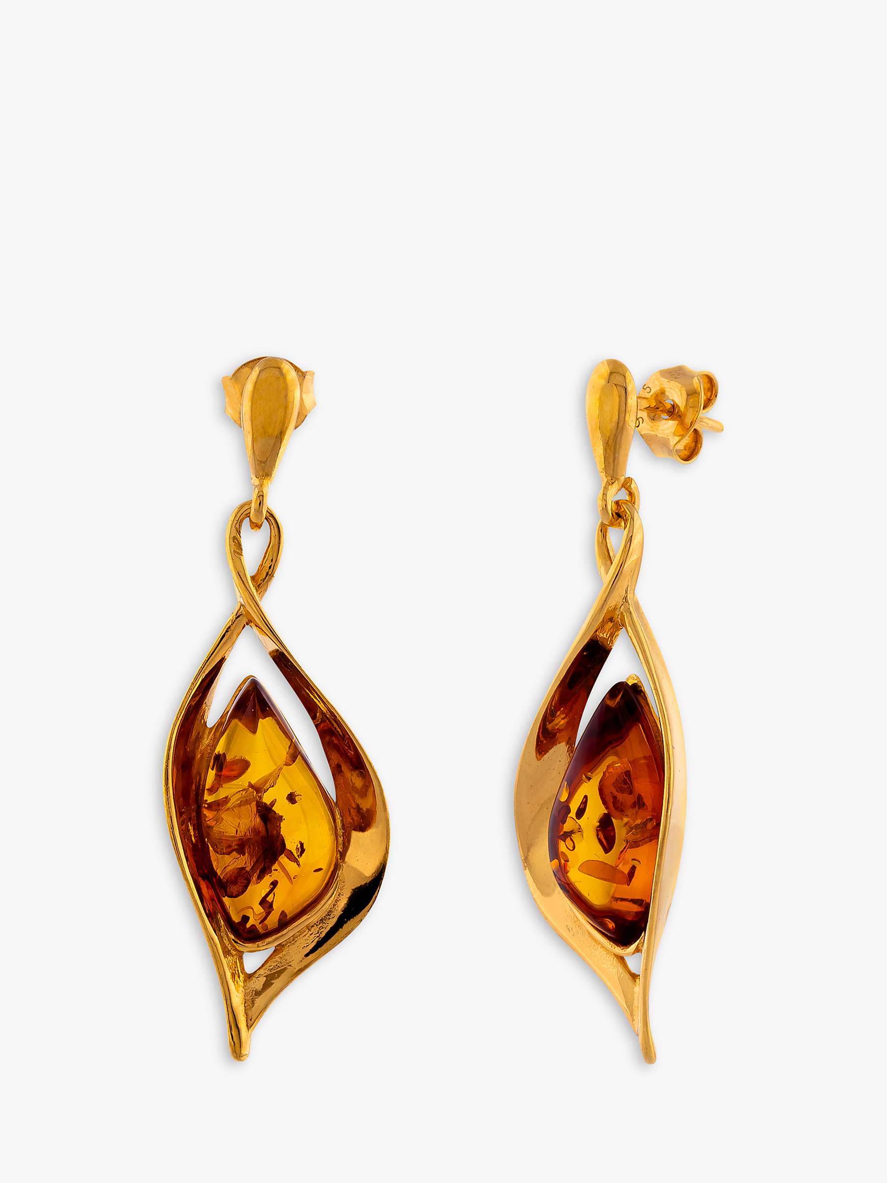Buy Be-Jewelled Twist Amber Drop Earrings, Gold/Cognac Online at johnlewis.com