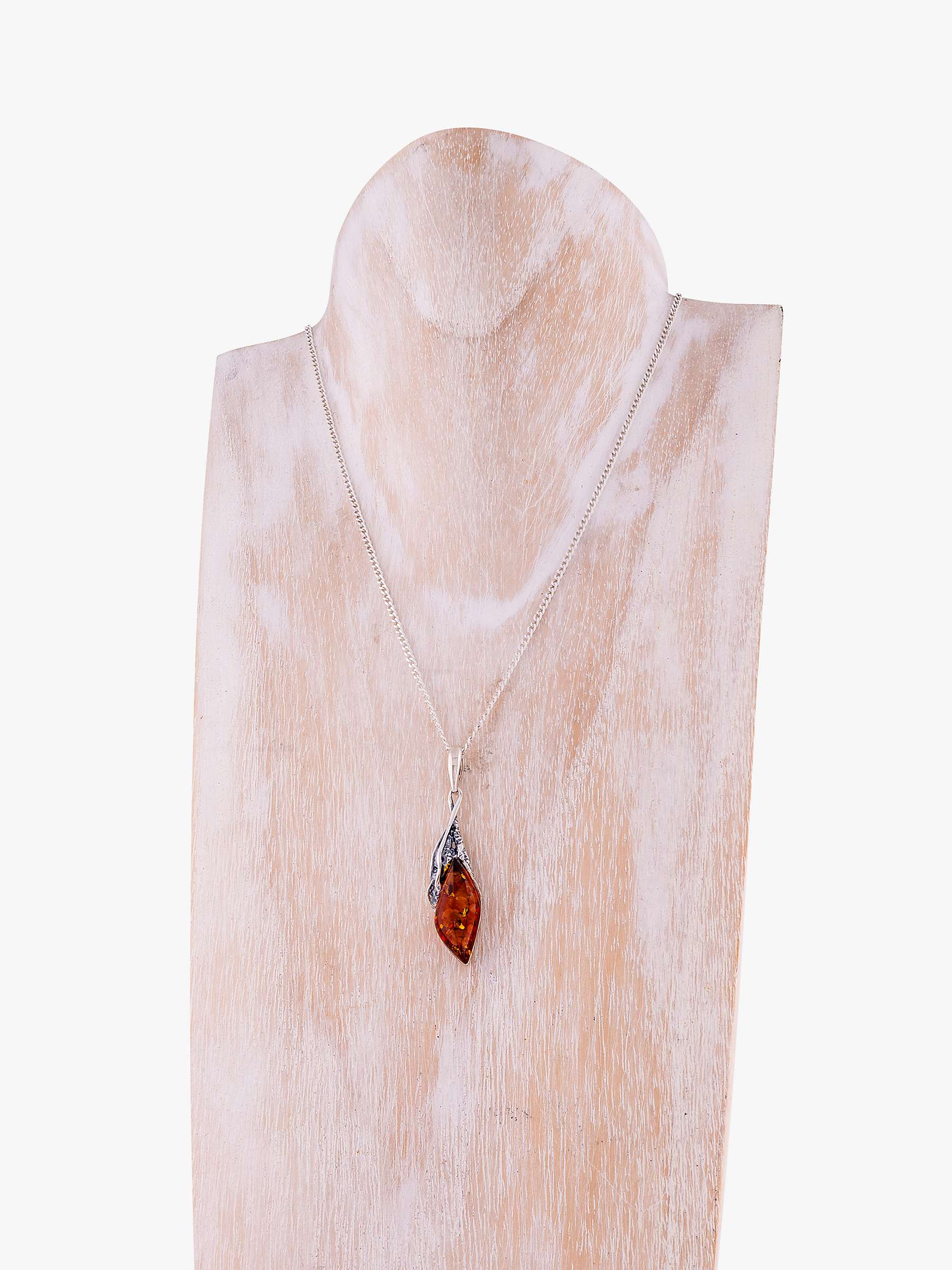 Buy Be-Jewelled Baltic Amber Leaf Pendant Necklace, Cognac/Silver Online at johnlewis.com
