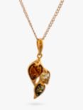Be-Jewelled Amber Leaf Pendant Necklace, Gold/Multi