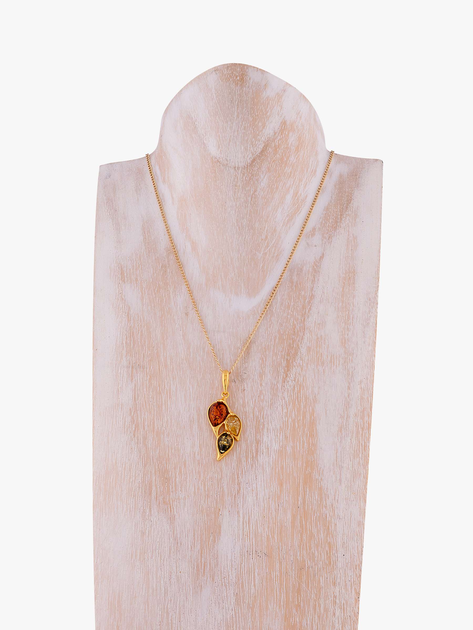 Buy Be-Jewelled Amber Leaf Pendant Necklace, Gold/Multi Online at johnlewis.com