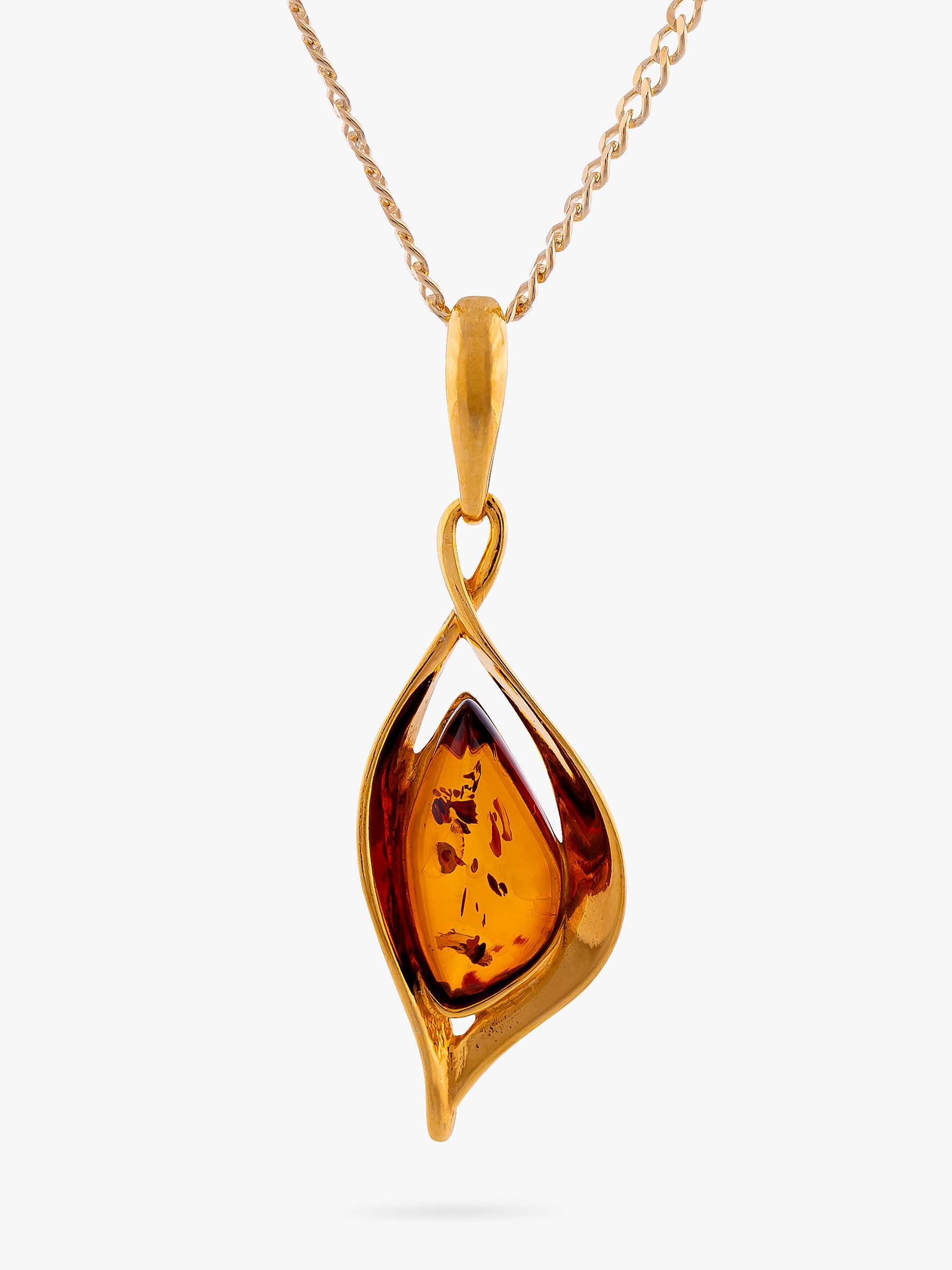 Buy Be-Jewelled Twist Amber Pendant Necklace, Gold/Cognac Online at johnlewis.com