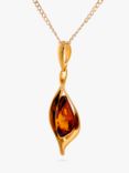 Be-Jewelled Twist Amber Pendant Necklace, Gold/Cognac