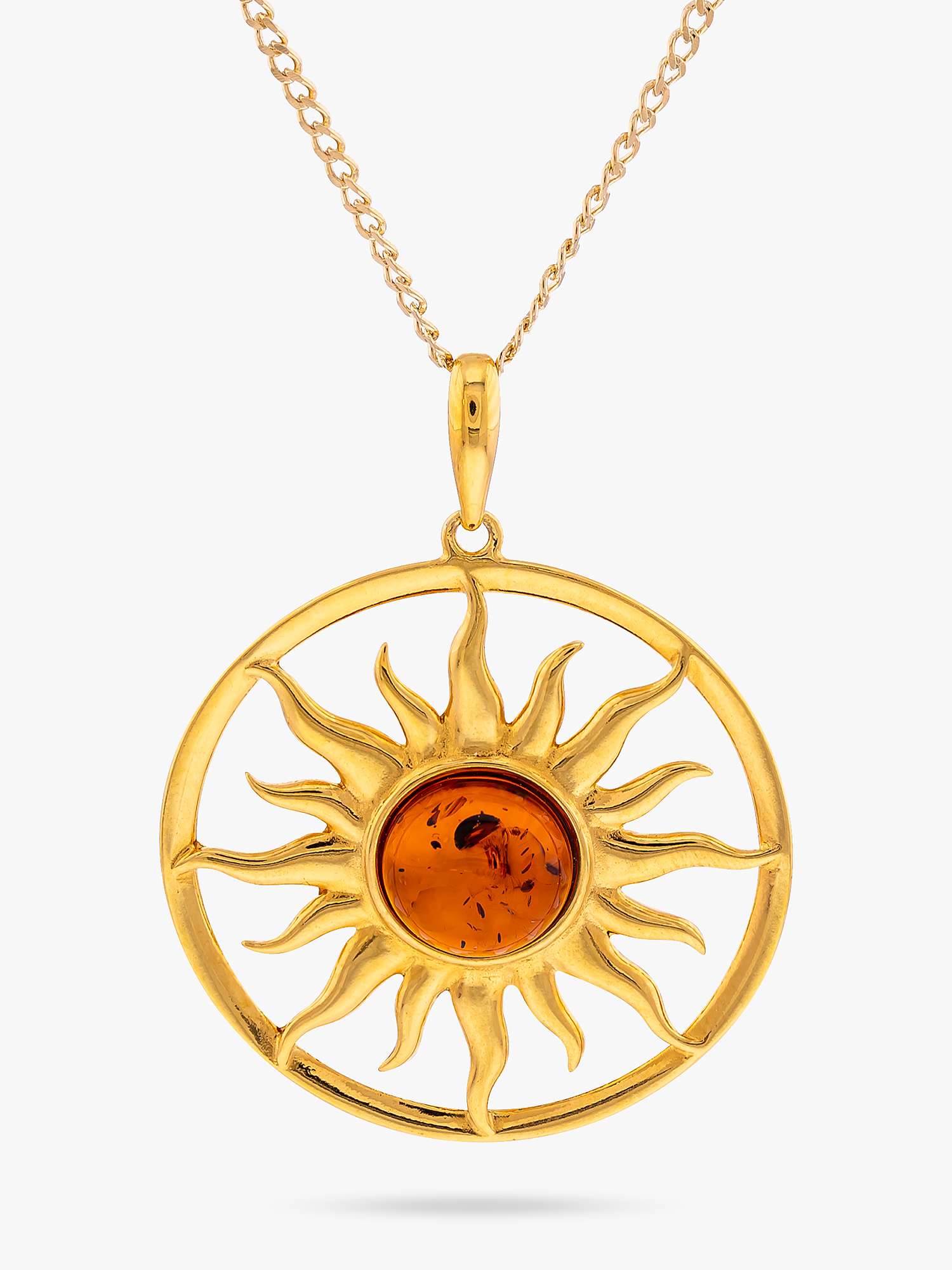 Buy Be-Jewelled Amber Sun Pendant Necklace, Gold/Cognac Online at johnlewis.com