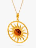 Be-Jewelled Amber Sun Pendant Necklace, Gold/Cognac