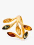 Be-Jewelled Baltic Amber Leaf Adjustable Cocktail Ring