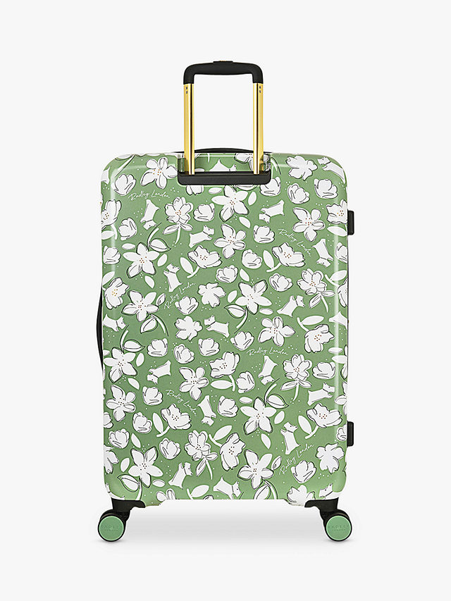 Radley Thrift Floral 4-Wheel 79cm Expandable Large Suitcase, Green Fig
