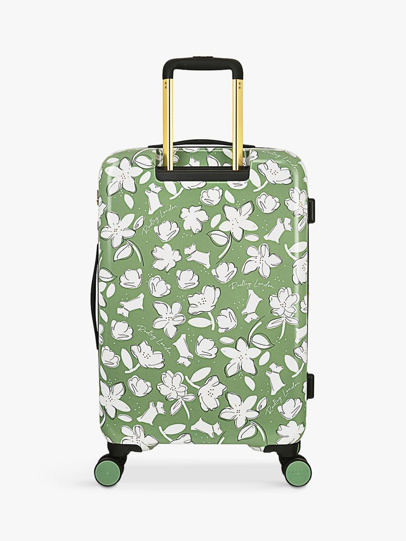 Radley Thrift Floral 4-Wheel 68m Expandable Medium Suitcase, Green Fig