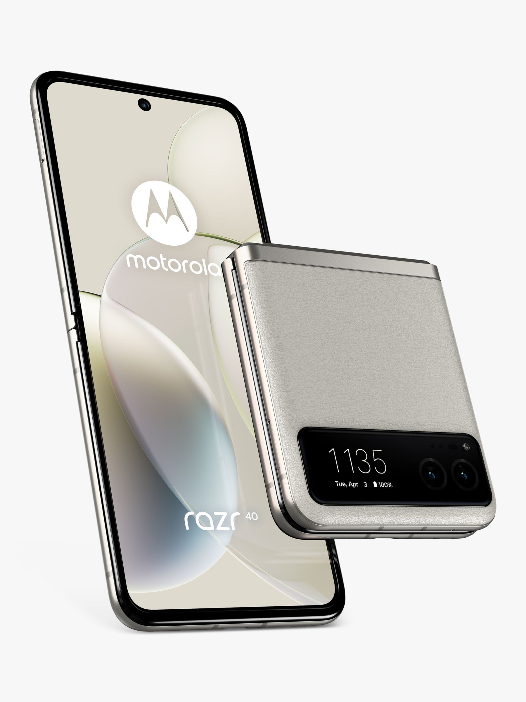 Motorola Razr 40 Foldable Smartphone, 8GB RAM, 6.9”, 5G, SIM Free, 256GB, Vanilla Cream