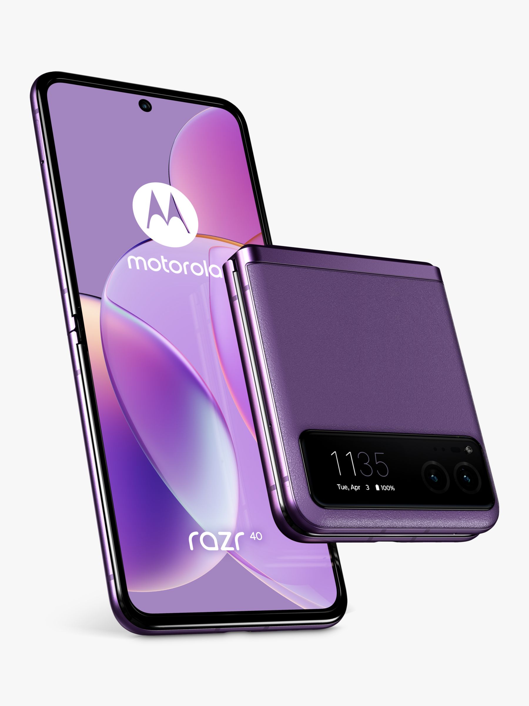 Motorola Razr 40 Foldable Smartphone, 8GB RAM, 6.9”, 5G, SIM Free, 256GB,  Summer Lilac
