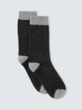 John Lewis Speckled Wool Silk Blend Socks, Grey/ Charcoal