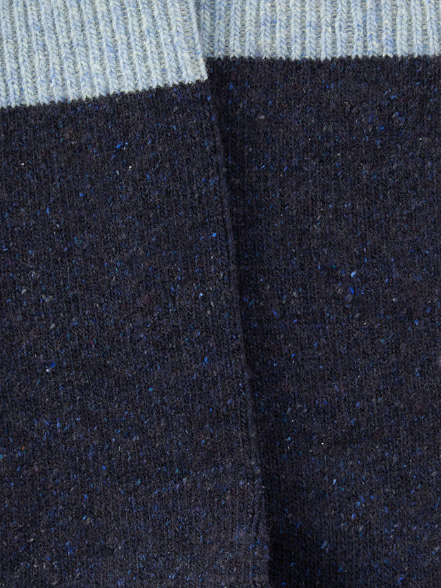 John Lewis Speckled Wool Silk Blend Socks, Navy/Blue